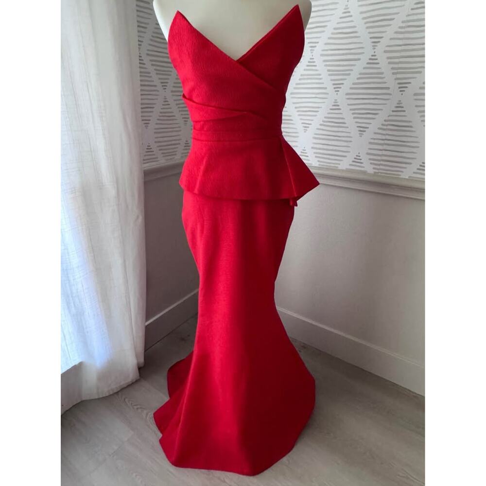 BCBGMaxAzria Women’s Size 4 Gracie Red Strapless Peplum Red Formal Gown Dress - Picture 10 of 10